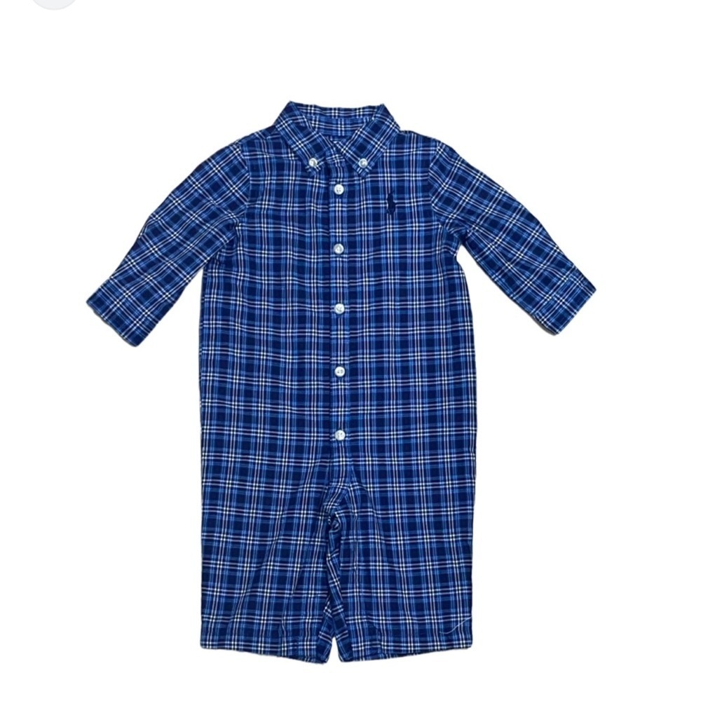 RALPH LAUREN PLAID COVERALL ROMPER JUMPSUIT
